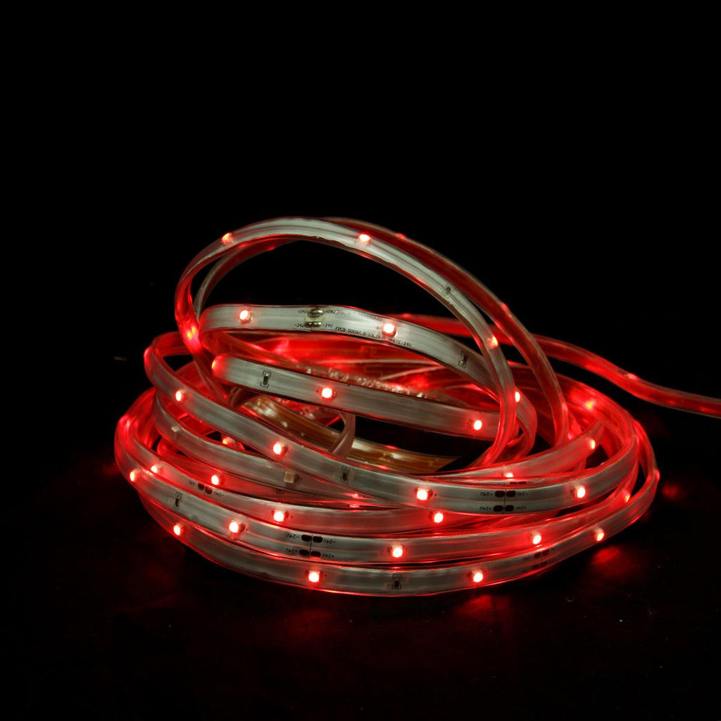 18' Red LED Indoor-Outdoor Christmas Linear Tape Lighting - White Finish