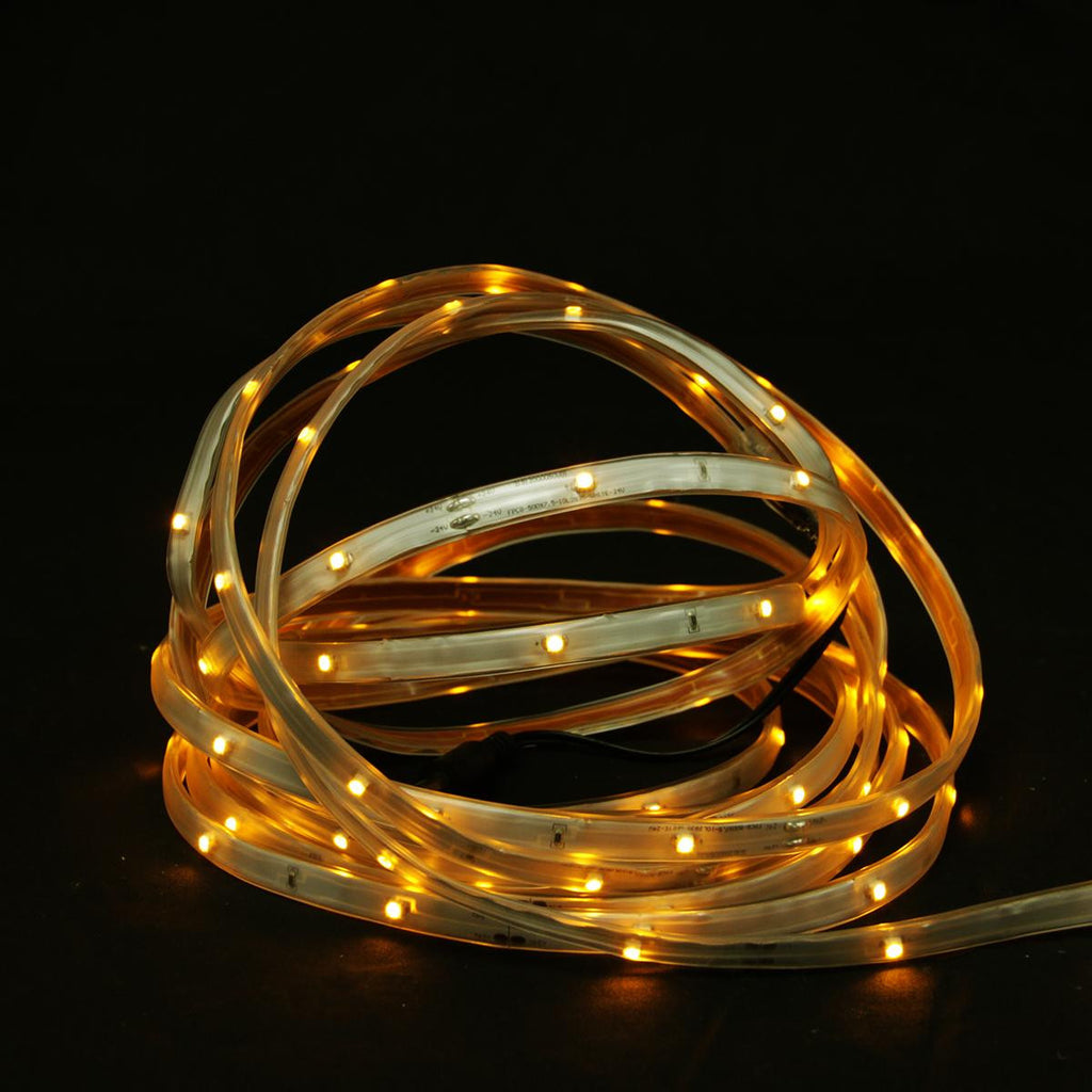 18' Amber LED Indoor-Outdoor Christmas Linear Tape Lighting - White Finish