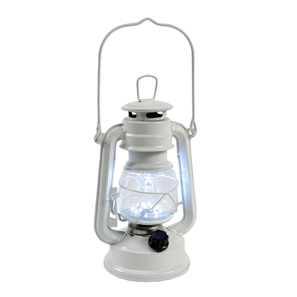 13" Beach Day White Cottage-Style Battery Operated Table Top Lantern - Cool White LED Lights