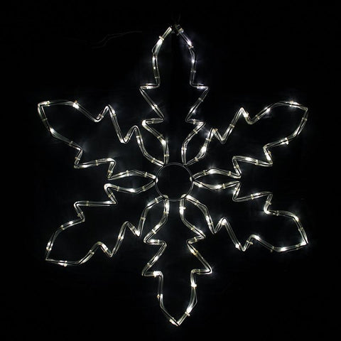 24" Pure White LED Lighted Indoor-Outdoor Tube Light Snowflake Christmas Decoration