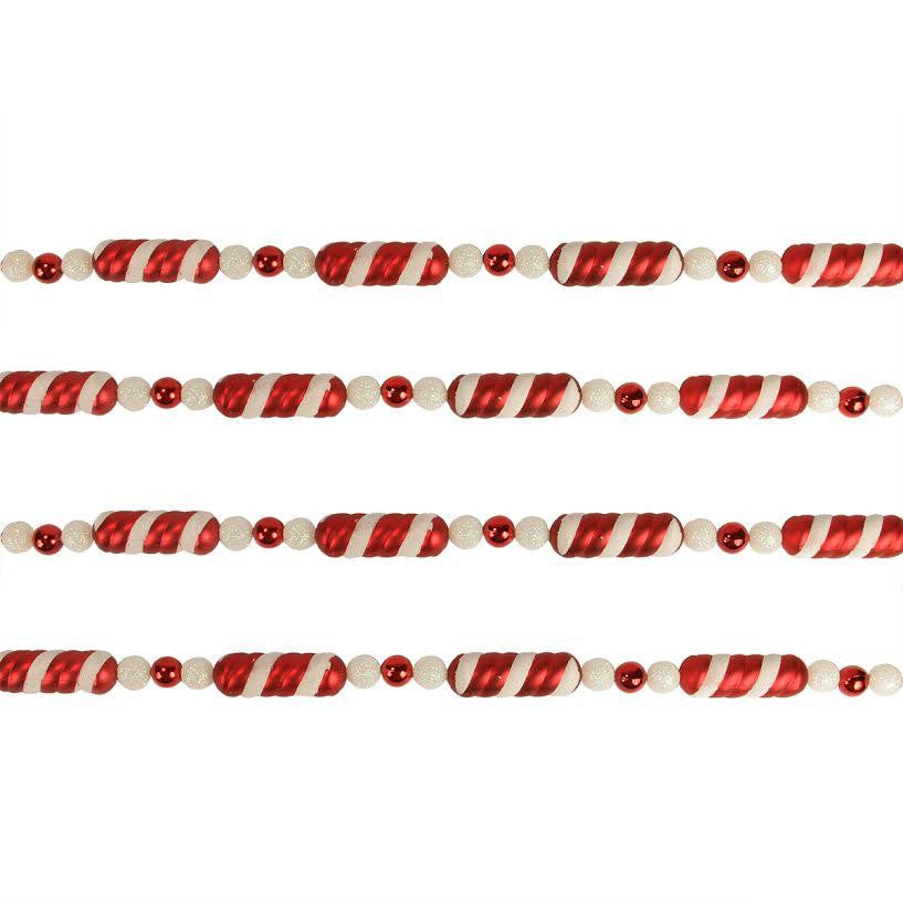 12' Peppermint Twist Red and White Shatterproof Candy Cane Christmas Garland