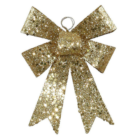 5" Gold Sequin and Glitter Bow Christmas Ornament