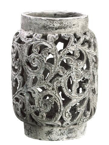 9" Antique-Style Distressed Paisley Hurricane Candle Holder