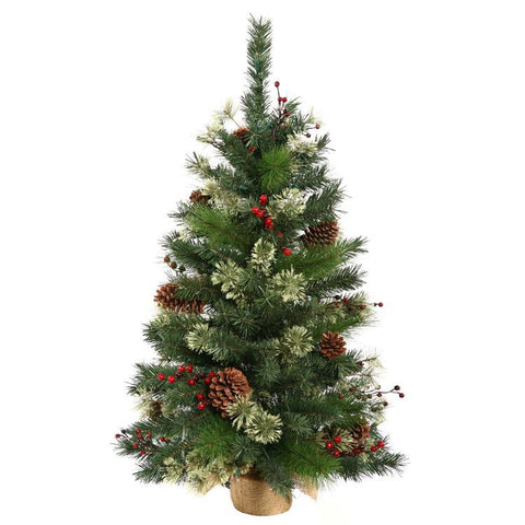 3.5' Nisswa Berry Pine Artificial Christmas Tree with Burlap Base - Unlit