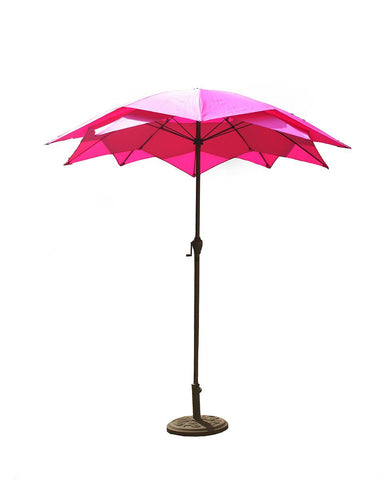 8.2' Outdoor Patio Lotus Umbrella with Hand Crank - Hot Pink