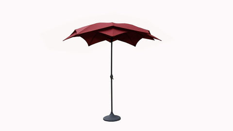 8.2' Outdoor Patio Lotus Umbrella with Hand Crank - Burgundy