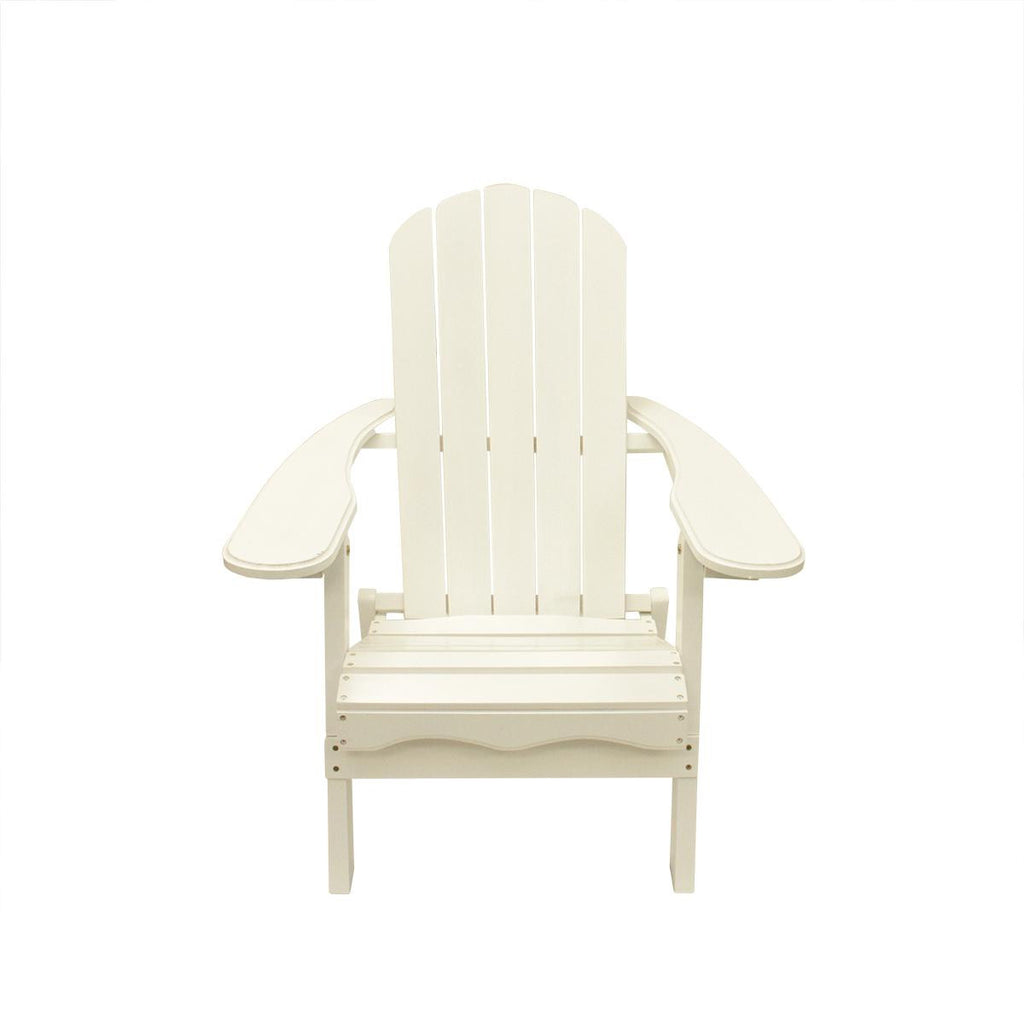 40" White Wooden Folding Outdoor Patio Adirondack Chair