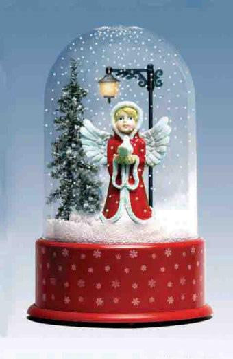 14.25" Lighted Musical Angel Winter Scene Christmas Snow Globe Glitterdome