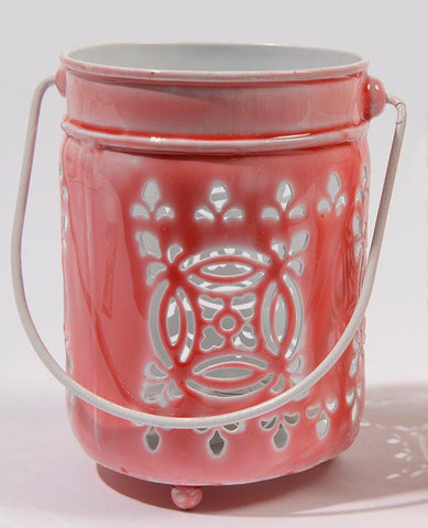 7.5" L'Eau de Fleur Rose Pink Cut-Out Votive Candle Lantern