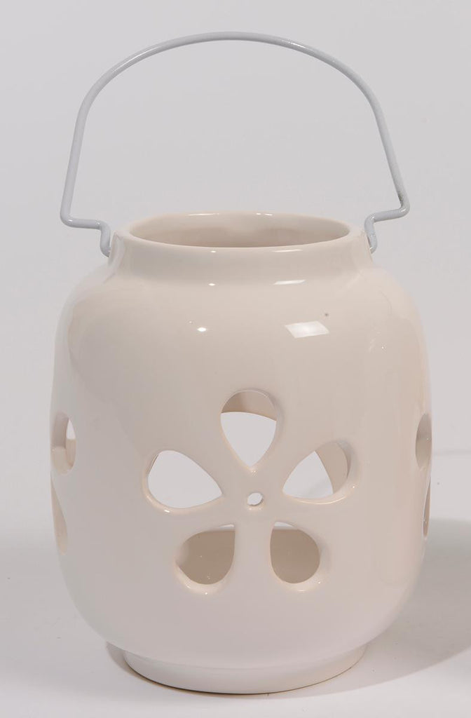 5.25" Capri Boulevard White Flower Cut-Out Tea Light Candle Holder