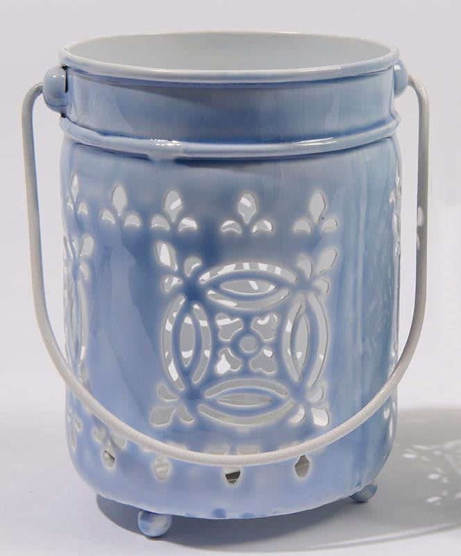 7.5" L'Eau de Fleur Cornflower Blue Cut-Out Votive or Tea Light Candle Lantern