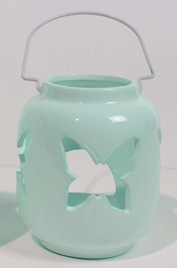 5.25" Capri Boulevard Pastel Mint Green Butterfly Tea Light Candle Holder