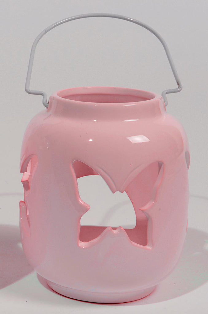 5.25" Capri Boulevard Pastel Coral Pink Butterfly Tea Light Candle Holder