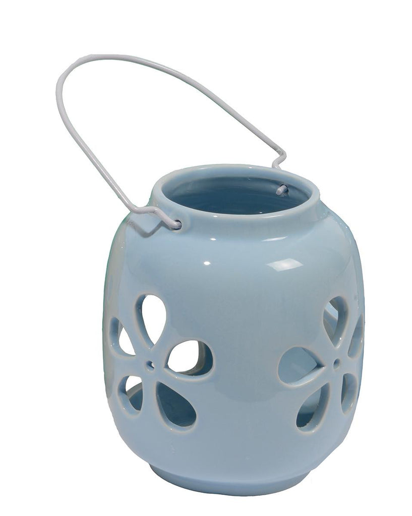 5.25" Capri Boulevard Pastel Spring Blue Flower Tea Light Candle Holder