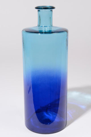 16" Seaside Treasures Hand-Made Transparent Blue Recycled Spanish Glass Vase