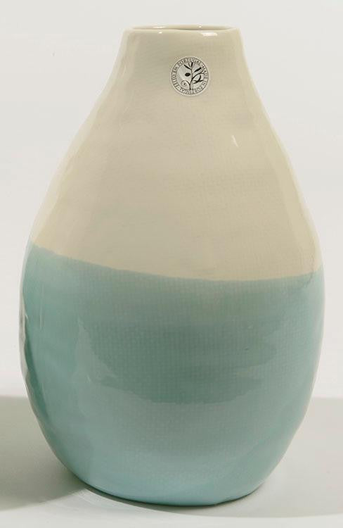 12" L'Eau de Fleur Hand-Made Blue and White Ceramic Vase