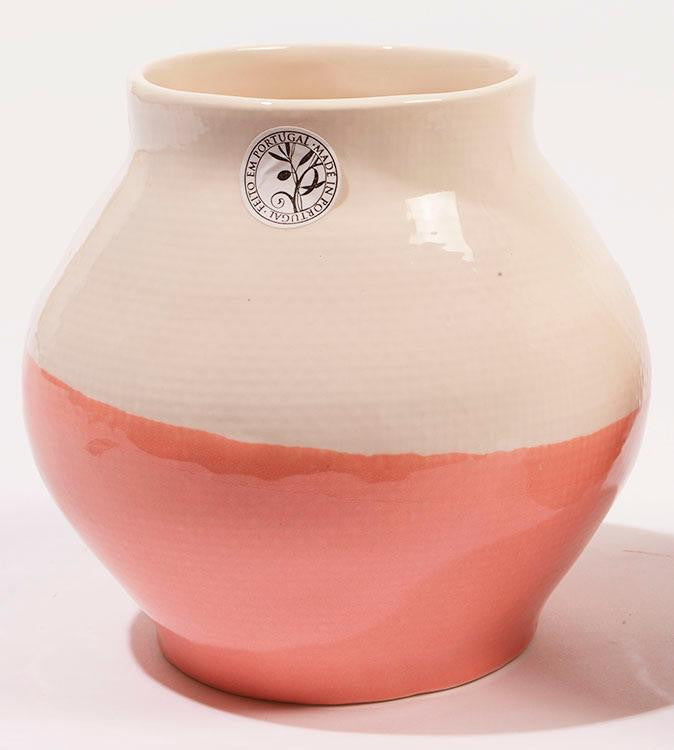 6" L'Eau de Fleur Hand-Made Peach and Off-White Ceramic Vase