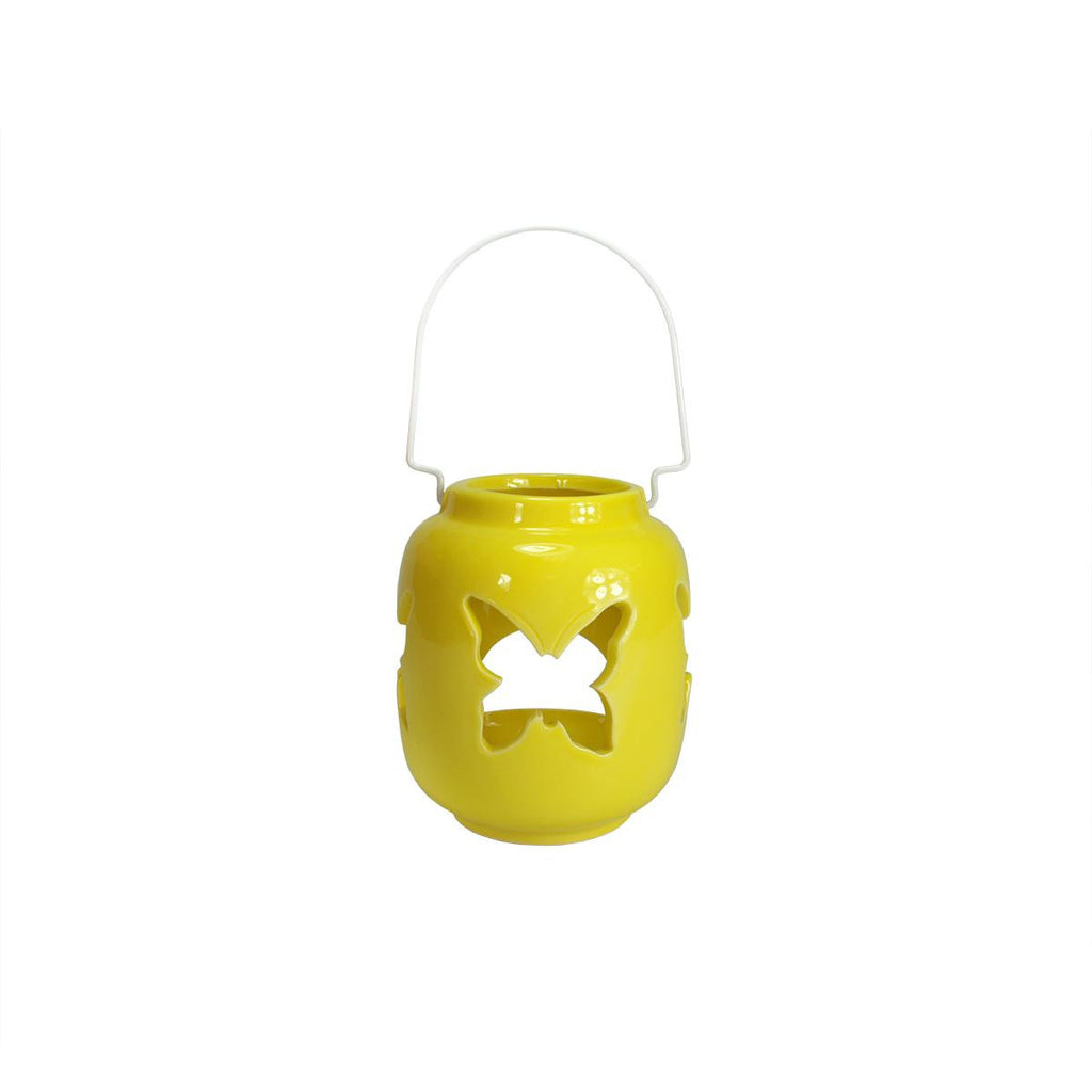 5.25" Capri Boulevard Sunshine Yellow Butterfly Tea Light Candle Holder