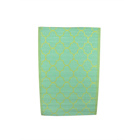 4' x 6' Capri Boulevard Mint Green with Yellow Flowers Outdoor Area Throw Rug