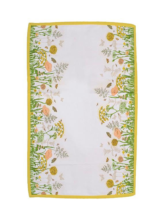 Tea Garden Cream and Yellow Butterfly and Flower Table Runner 16" x 54"