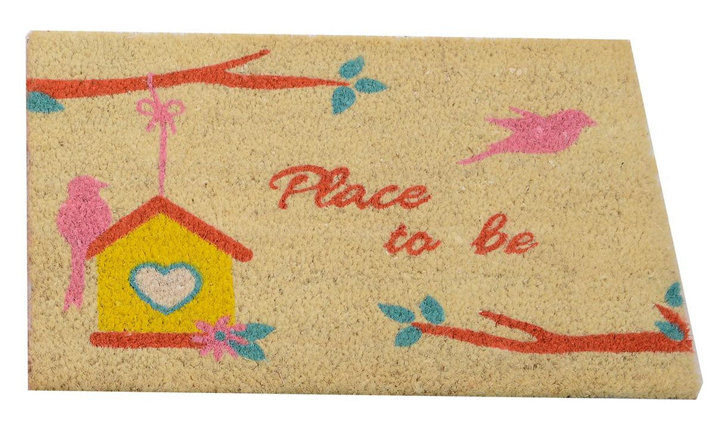 Place to Be Colorful Birdhouse Coir Welcome Door Mat 24" x 16"