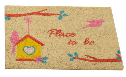 Place to Be Colorful Birdhouse Coir Welcome Door Mat 24" x 16"