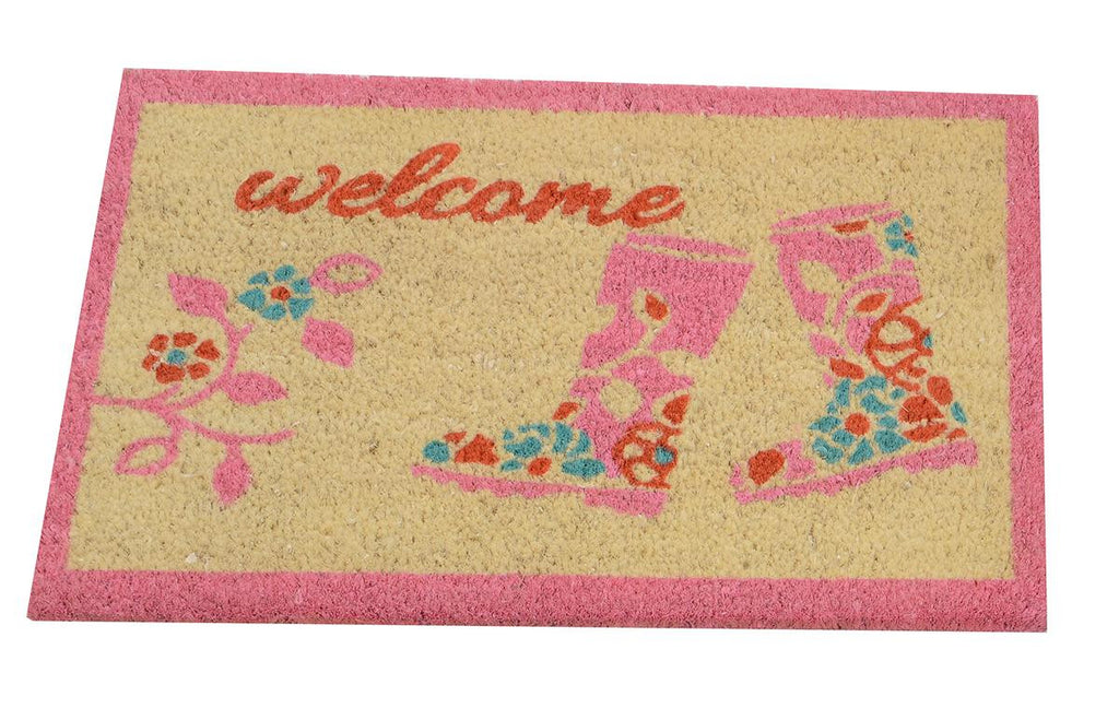 Welcome Colorful Rain Boots Coir Welcome Door Mat 24" x 16"