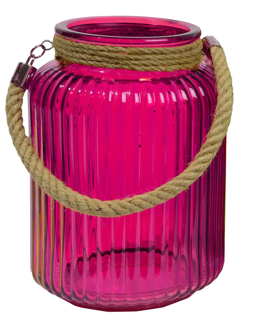 10" Tropicalia Electric Cotton Candy Pink Pillar Candle Holder or Storage Jar