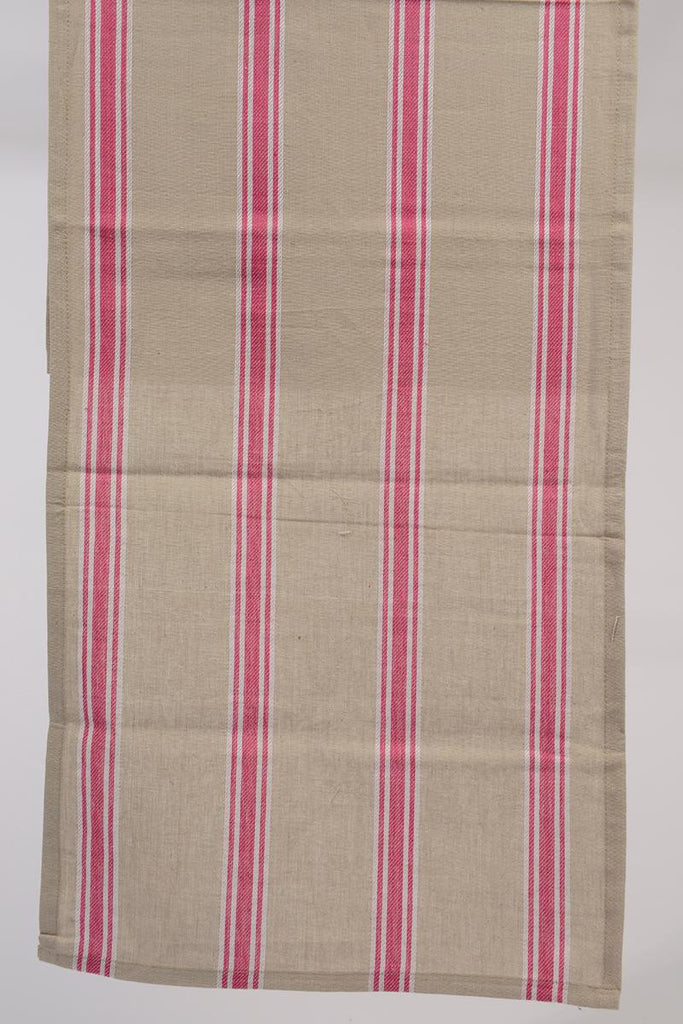 55" x 15.75" Naturelle et Terreuse Brown, White and Pink Striped Table Runner