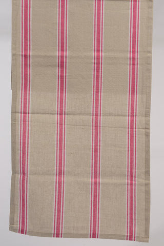 55" x 15.75" Naturelle et Terreuse Brown, White and Pink Striped Table Runner