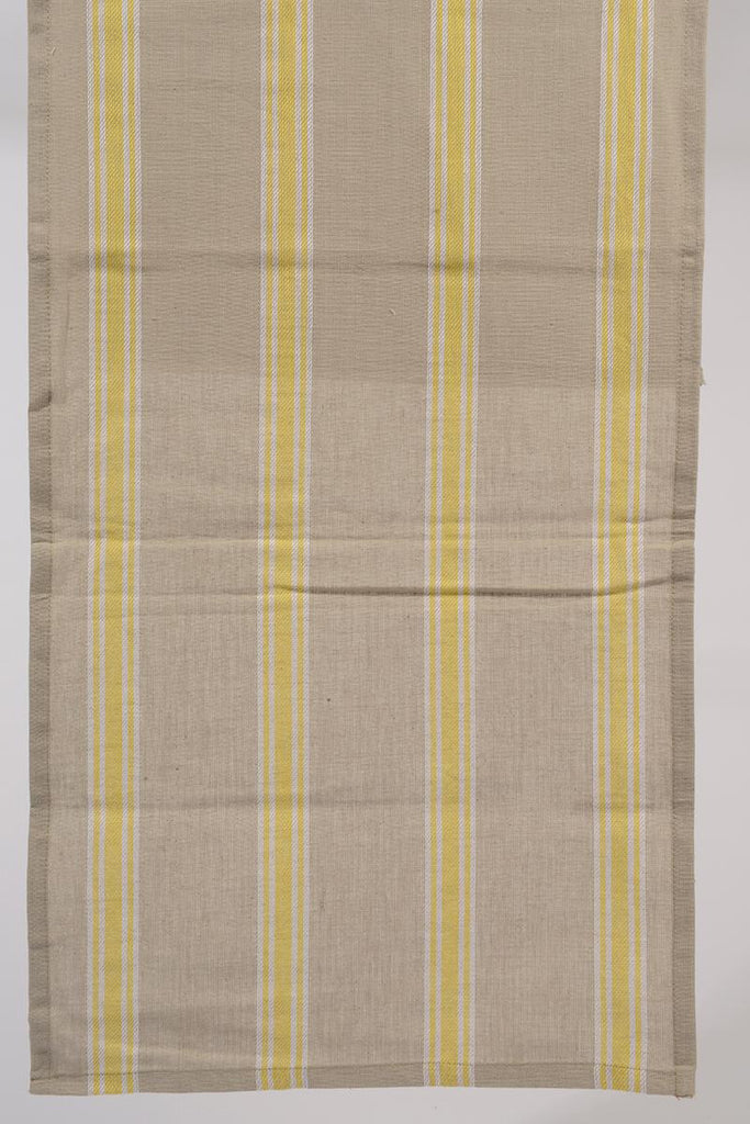 55" x 15.75" Naturelle et Terreuse Brown, White and Yellow Striped Table Runner