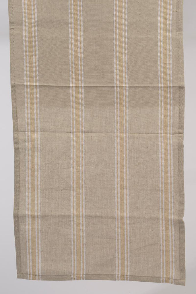 55" x 15.75" Naturelle et Terreuse Brown and White Striped Table Runner