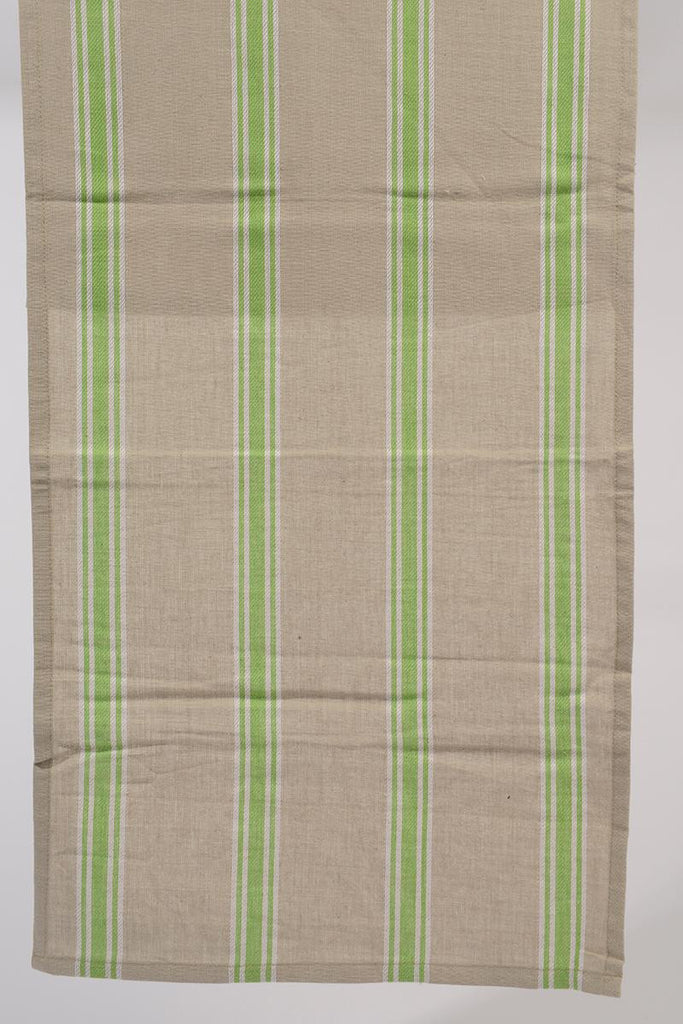 55" x 15.75" Naturelle et Terreuse Brown, White and Green Striped Table Runner