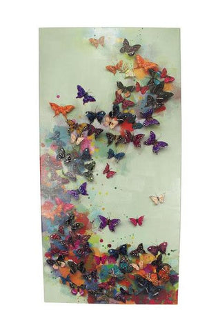 40" L'Eau de Fleur Multi-Colored Butterfly Liberation Impressionistic Canvas Wall Art