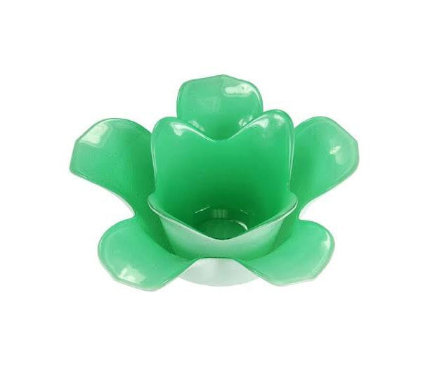 5.75" L'Eau de Fleur Springtime Green Glass Flower Tea Light Candle Holder