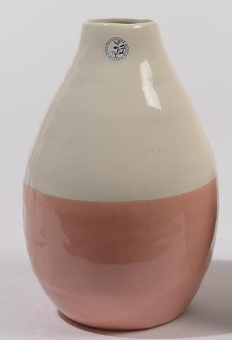 12" L'Eau de Fleur Hand-Made Peach Pink and White Ceramic Vase