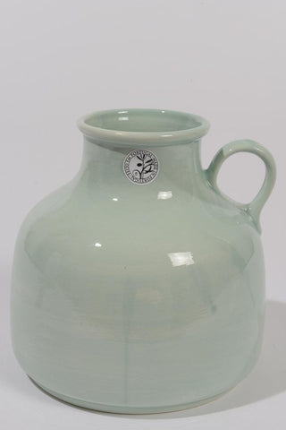 8" Tea Garden Hand-Made Crackle Finish Ceramic Milk Jug Vase - Wasabi Green