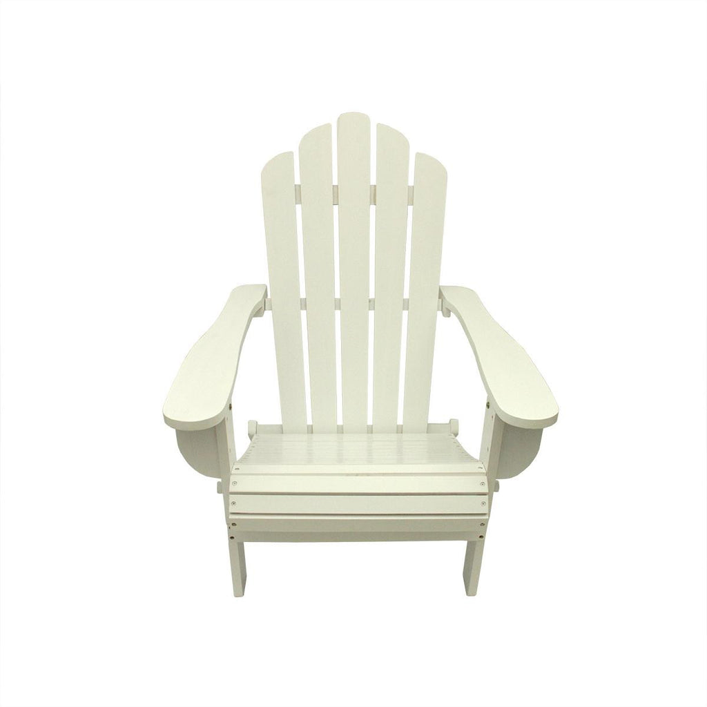 37.5" White Wood Folding Outdoor Patio Adirondack Chair