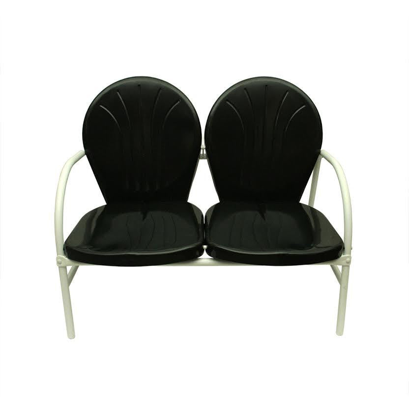 Black and White Retro Metal Tulip 2-Seat Double Chair