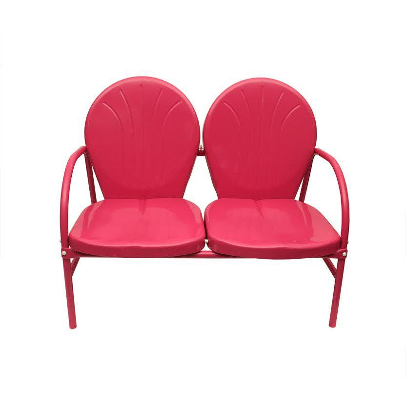 Pink Retro Metal Tulip 2-Seat Double Chair