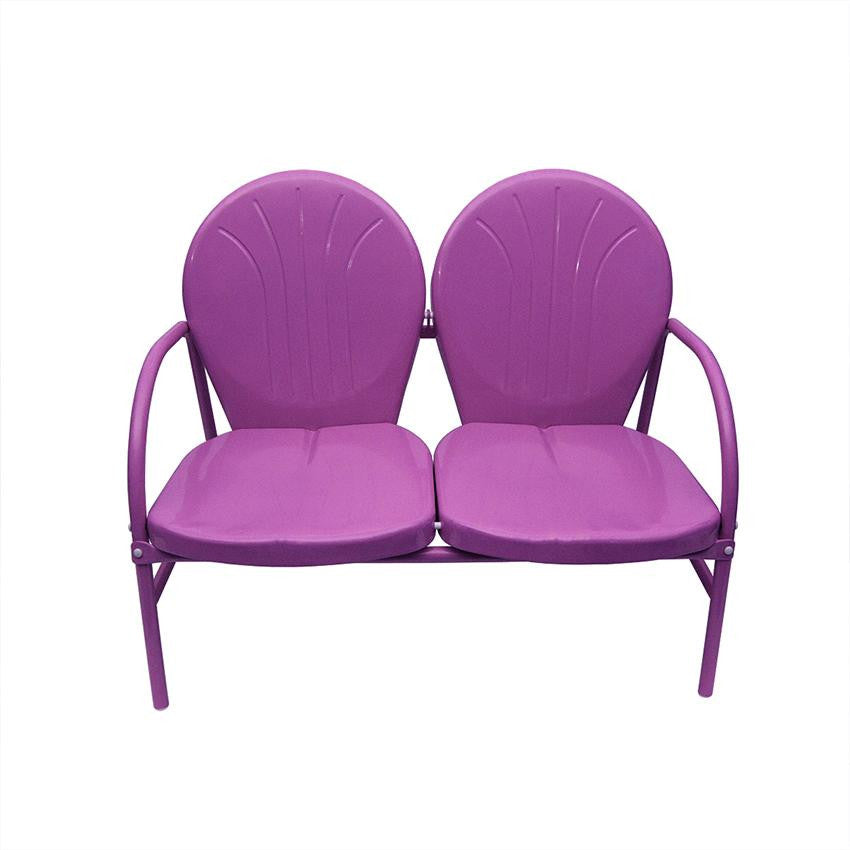 Purple Retro Metal Tulip 2-Seat Double Chair