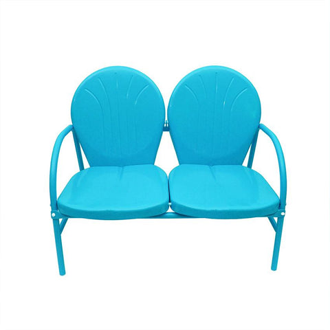 Turquoise Blue Retro Metal Tulip 2-Seat Double Chair