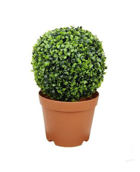 17.25" Potted Two-Tone Artificial Boxwood Ball Topiary Plant