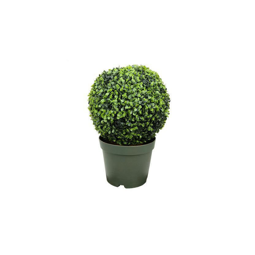 19" Potted Two-Tone Artificial Boxwood Ball Topiary Plant