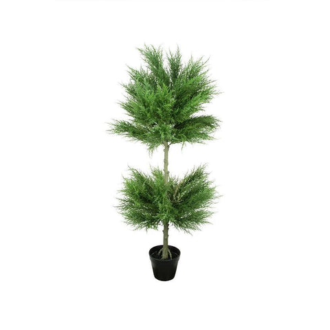 44" Potted Artificial Cypress Double Ball Topiary Tree