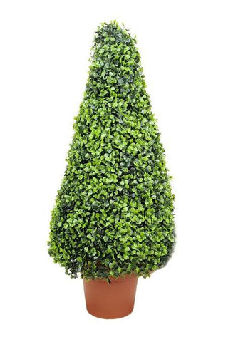 32.5" Potted Two-Tone Artificial Boxwood Tower Cone Topiary Tree