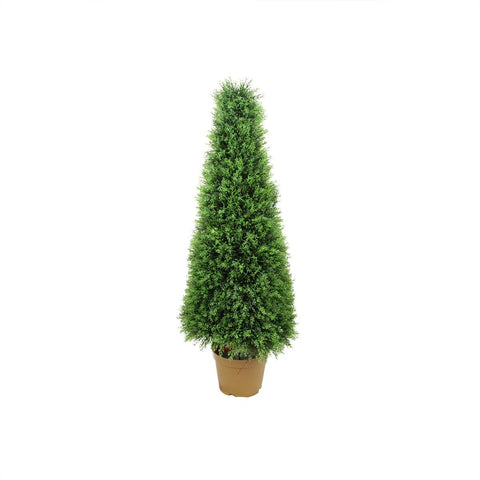 4' Potted Two-Tone Artificial Cypress Tower Cone Topiary Tree