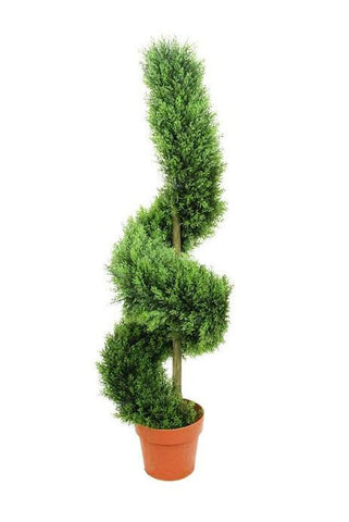 47" Potted Two-Tone Artificial Cypress Spiral Topiary Tree