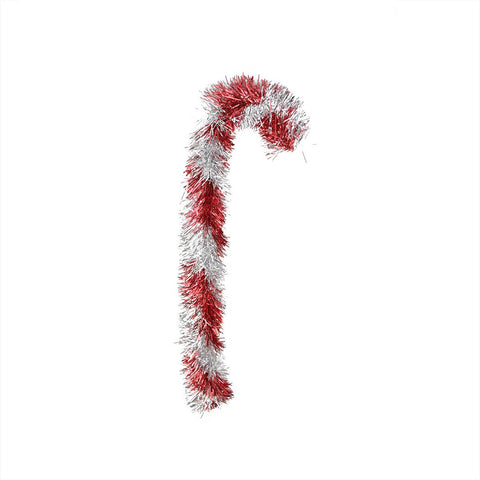 Pack of 2 Red and Silver Candy Cane Tinsel Christmas Ornaments 18"