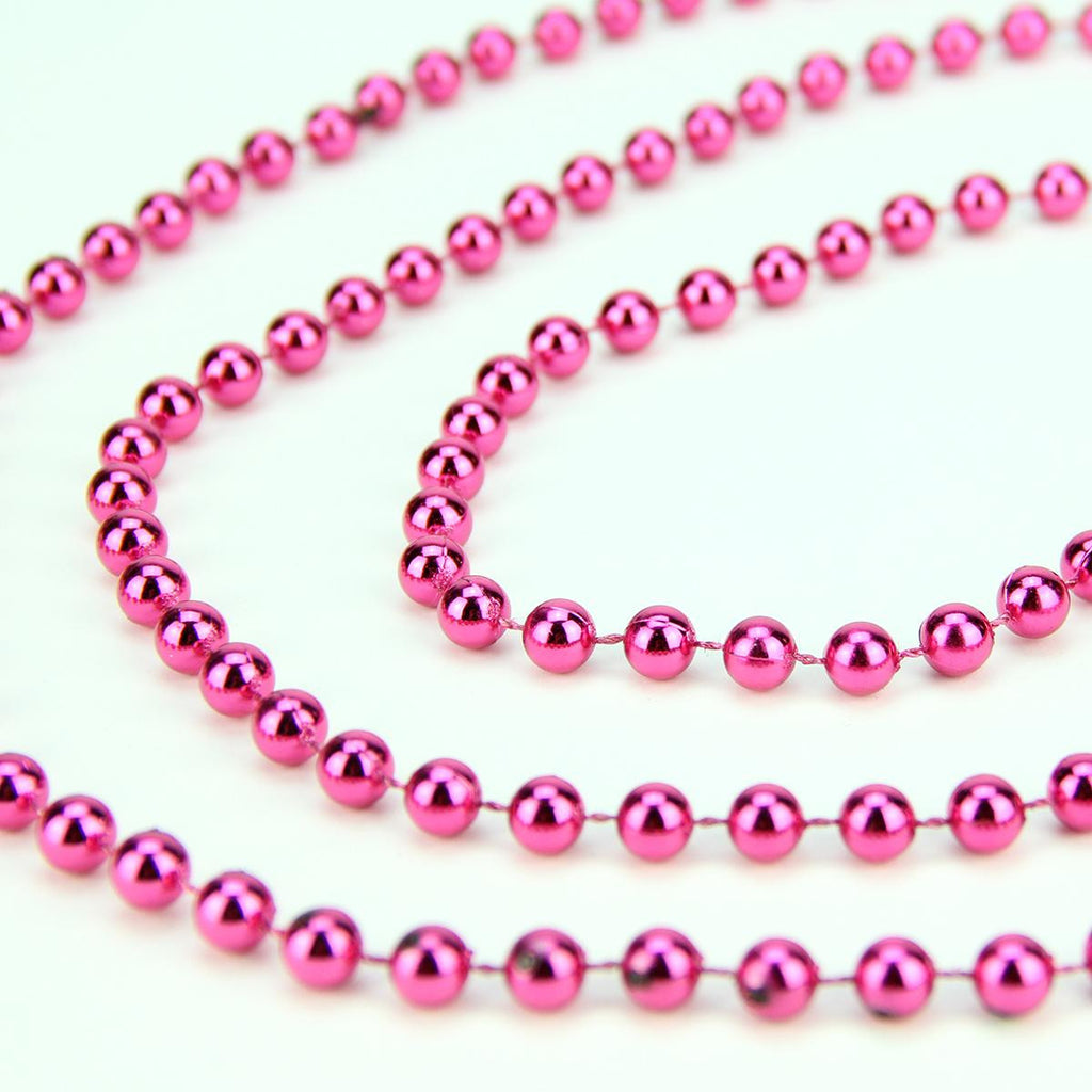 Shiny Metallic Pink Punch Beaded Christmas Garland 15' x 6.25mm